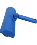 Heavy Duty 10 Inch Paint Roller With Integrated Spatter Shield For Ceilings And Walls Easy Roll Zero Drip No Mess Straight Up Professional Grade, blue paint roller viewed from the side.