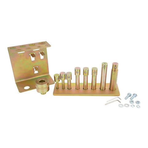 2-20 Ton Hydraulic Shop Press Pin Set With Ram Adapter And Mounting Bracket, Includes 8 Pins, Corrosion Resistant Finish With Yellow Phosphate Coating