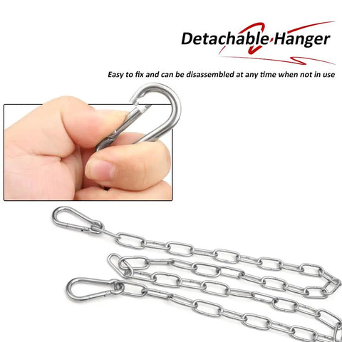 Close-up of 40 Inch Stainless Steel Gate Chain Lock with Spring Clips for Outdoor Fences and Farm Corrals