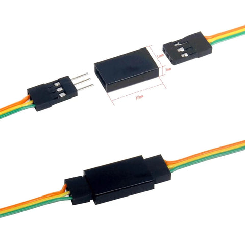 20 Sets 3P RC Servo Connector Kit with male and female plugs, 2.54mm pitch, brass nickel plated, ideal for DIY servo extensions.