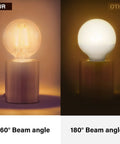 Comparison of G16.5 LED Globe Bulb E12 Candelabra 40W Equivalent, 2700K Warm White with 360° beam angle vs 180° beam angle