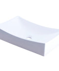 Ceramic Above Counter Rectangular Vessel Sink In Glossy White, 21.75 Inch Long By 13.75 Inch Wide By 3.5 Inch Deep, front angle view
