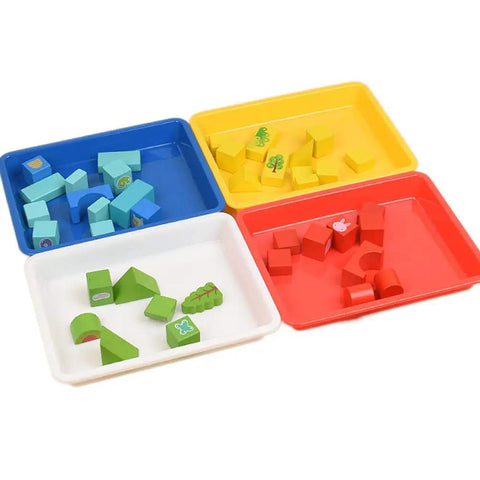 Colorful 10 Pack Plastic Art Trays For Crafts And DIY Projects, Kid Safe BPA Free Bead And Painting Organizer with blocks
