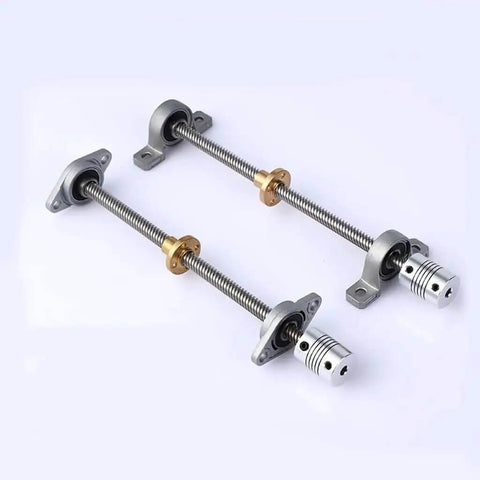 Upgrade Your 3D Printer Rig With This Reliable T8 Lead Screw Kit For Smooth Vertical Or Horizontal Motion On Any Desktop Setup Featuring 8mm Diameter And 2mm Pitch Fits KFL08 And KP08 Linear Bearings For Precise Control On Each Build. T8 lead screw kit with KFL08 bearings and coupler, 8mm diameter, 2mm pitch