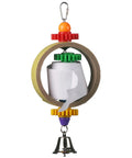 Tape Dispenser Bird Toy With Cardboard Bagel And Machine Paper, Chewable Shredding Components, Sensory Bell, Perfect For African Grey Parrots And Cockatoos, Large Bird Size 14x5 Inches, High Energy Mental Stimulation And Fun hanging bird toy with paper roll and bell