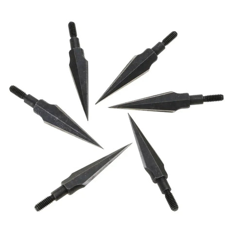 6 Pack Carbon Steel Archery Field Points 62mm 4mm Thread Arrow Tips For Target Practice And Hunting arranged in a circle