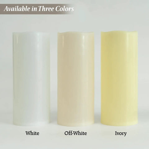 Waterproof Outdoor Flameless Pillar Candles 10x5 Inch Battery Operated LED With Remote And Timer Flickering Ivory White Pillar Candles For Indoor And Outdoor Lanterns Long Lasting Set Of 2 in three colors.