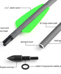 7.5 Inch Carbon Crossbow Bolts With 2 Inch Green Vanes And 100 Grain Removable Tips, Built For Outdoor Hunting And Target Practice, Durable Shaft, Low Hand Shock, Deadly Accurate, 12 Pack Arrows, detailed parts view