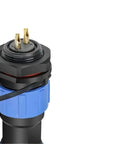 Close-up of Waterproof IP68 Panel Mount Back Nut Connector Set For SP20 SP21 2P Cylindrical Electrical Cable Wire Connectors