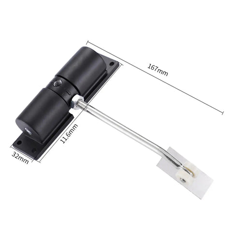 Adjustable Double Spring Door Closer For Home, Exterior Doors And Gates, Self Closing Hardware, black aluminum, product dimensions shown
