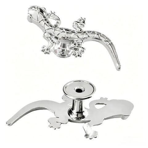 Gecko Knob Set Of 4 Dope Animal Drawer Knobs With Single Hole Pulls For Dresser Cabinet Closet Doors Silver Finish Durable Zinc Alloy