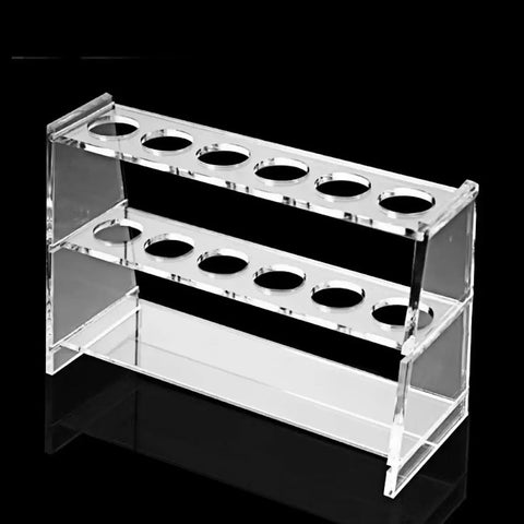 Clear Acrylic Six Well Test Tube Rack For Ten To Sixteen Milliliter Centrifuge Tubes Durable Lab Display Holder For Laboratories Exhibitions Bars And Classrooms Lightweight And Sturdy