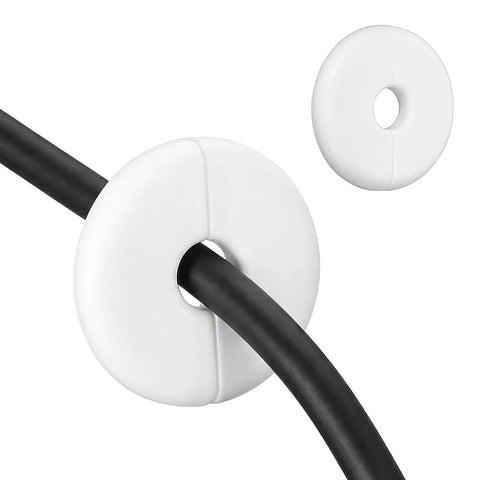 Two Pack White Wall Cable Grommets Kit 1.57 Inch Hole Pass Through For Easy Cable Management No Fuss Dustproof Durable ABS Quick Install Keeps Cables Hidden And Tidy In Home Office Living Room And Studio, white ABS grommet with cable