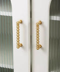 Antique Brass Ball Drawer Pulls, Solid Brass Cabinet Handles With 3.0 Inch Hole Centers on white cabinet doors