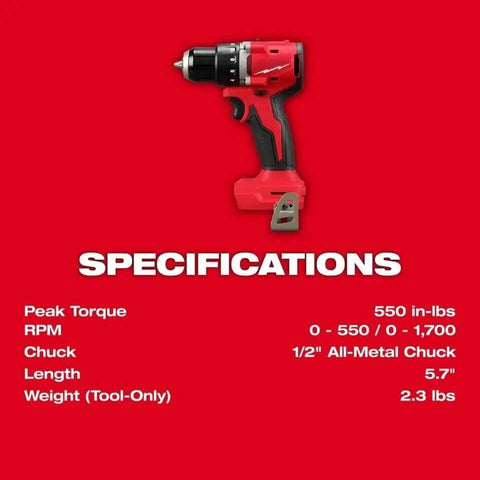 Heavy Duty Brushless Cordless Drill Driver Bare Tool Delivering Beast Mode Torque And Compact 18 Volt Build specifications with peak torque and chuck size.