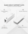 Rock-Solid Glass Shelf Clips, Aluminum Alloy Mounting Hardware, low-profile support, precision fit, secure hold