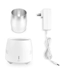 Portable Car Cup Beverage Cooler With Electric Adapter And 350ML Mug 24 Hour Semiconductor Fridge parts including mug and adapter.