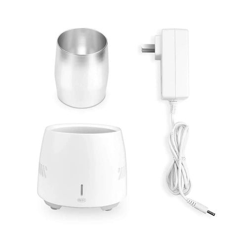 Portable Car Cup Beverage Cooler With Electric Adapter And 350ML Mug 24 Hour Semiconductor Fridge parts including mug and adapter.
