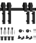 Heavy Duty Sliding Barn Door Hardware Kit With Silent Flat Track And Ultra Smooth Glide, Rugged 6Mm Carbon Steel Rails