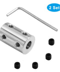Two Pack 6mm To 6mm Rigid Shaft Couplers, Stainless Steel, High Torque Transmission, includes screws and wrench, for 3D printers