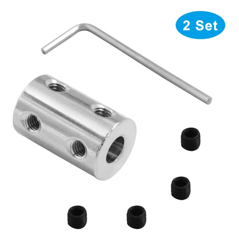 Two Pack 6mm To 6mm Rigid Shaft Couplers, Stainless Steel, High Torque Transmission, includes screws and wrench, for 3D printers