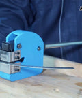 Metal Shrinker And Stretcher Combo Pack With Dual Bodies And Jaws, 2.5 Inch Throat, bench-mounted tool in use