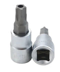 Top Notch 9pc Torx Screwdriver Bit Socket Set T10 To T50 Plus Pentalobe Star Bits For Heavy Duty Car And Gear Repair With Durable Cr-v Steel Construction And Super Strong Grip That Gets The Job Done Smoothly. Two T50 CR-V Torx bit sockets