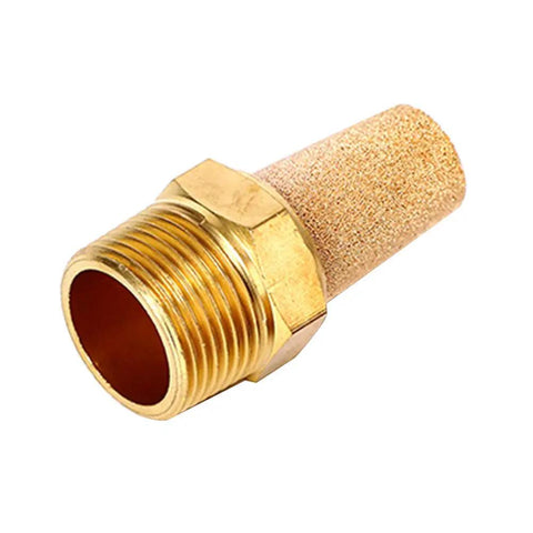 3 Pack Pneumatic Brass Exhaust Muffler Filter Quarter Inch Male Thread Hex Sintered Silencer for Air Lines