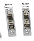 Dead Easy Install Zinc Alloy Window Pulleys And Slick Double Wheel Sliding Door Rollers For Rustproof Smooth Glide Furniture Fixtures And Drawer Slides Four Pack, showing dimensions.