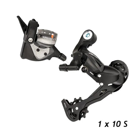 1x10 Speed MTB Groupset Kit with 170mm Crankset 104BCD shown, includes rear derailleur and derailleur extender