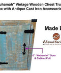 Ruhamah vintage chest with Antique Cast Iron Cabinet Pulls 6.1 Inches Matte Black mounted; Adonai Hardware branding visible.
