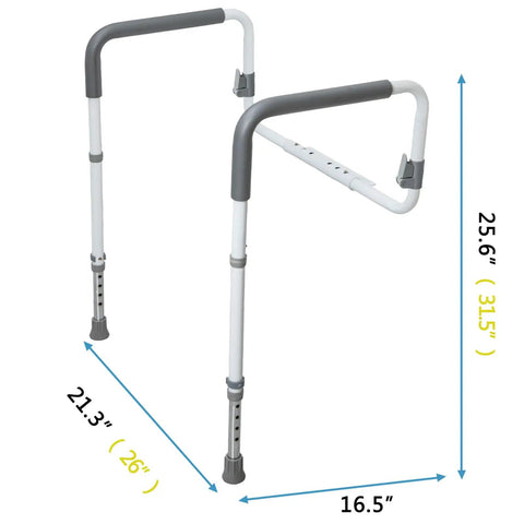 Built Heavy Duty Bathroom Safety Rail For Seniors Featuring Height And Width Adjustable Handles, dimensions 25.6" x 21.3" x 16.5".