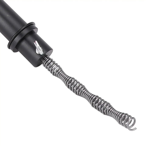 Close-up of the 25 Foot Drain Auger Crafted from 65 Manganese Steel Cable with ABS Housing used for clearing clogs.