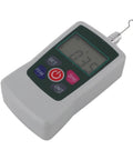 Accurate Digital Force Gauge 1N To 10N Portable Push And Pull Meter For Quality Assurance And Testing With Built In Sensor Delivers Precise Readouts And High Accuracy For QA Checks Material Testing And Quality Control, gray handheld force gauge with hook display