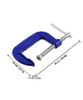 Beefy Heavy Duty 6-Inch G Clamps For Woodworking And Metalworking, blue steel clamp with labeled dimensions, quick-release feature visible.