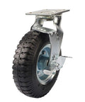 8 Inch Heavy Duty Swivel Caster Wheel Built Tough With Non Marking Polyurethane Tread Dual Locking Brakes Double Ball Bearing side view