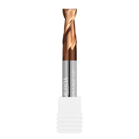 Beefy One-Quarter Inch Carbide Square End Mill With 2 Flutes, Micro Grain Cutter, TiSiN Coating, High Performance Milling Tool