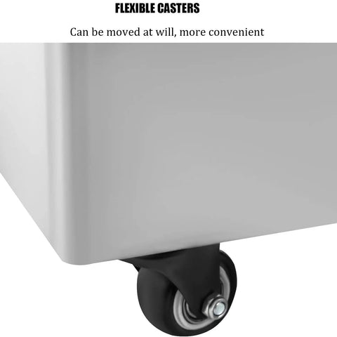 Flexible caster wheel on Heavy Duty 370W Stainless Steel Mobile Deep Fryer Oil Filter Cart for easy mobility.