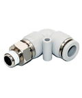 Right Angle Pneumatic Rotary Union For High Speed Air And Fluid Lines With 360 Degree Rotation Fits RL8-04 RL10-04 And RL12-04 Series Built To Last Workhorse Joint For Fast Reliable Machine Setup, white metal body