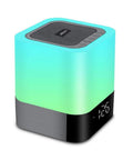 All In One Night Light Bedside Lamp With Bluetooth Speaker Digital Alarm Clock Touch Control And 48 Color RGB LED Lights