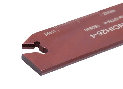 GTN-4 Positive Stop Adjustable Cutoff Blade For CNC And Manual Lathes With Self Lock Inserts Hardened Alloy Steel Body Vernier Scale In 32nds For Repeatable Grooving Parting Off Centering And Chamfering