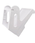 Side view of white plastic label organizer for shipping labels folding labels and roll stickers with built-in storage function
