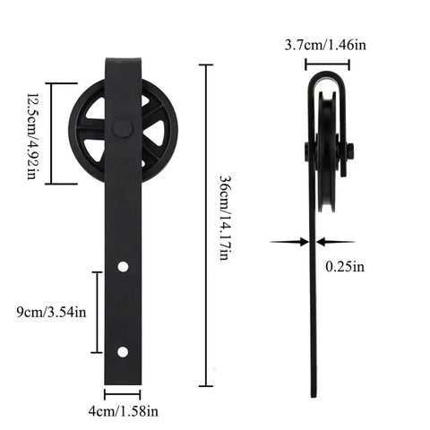 Black Steel Sliding Barn Door Hardware Kit With Heavy Duty Big Rollers For 5Ft To 9.6Ft Track Systems Long Rails For Closet Doors