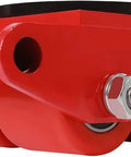 Heavy Duty Machine Skates With 360 Swivel PU Rollers For Industrial Machinery Moving Carbon Steel Base close-up view of red dolly with wheels.