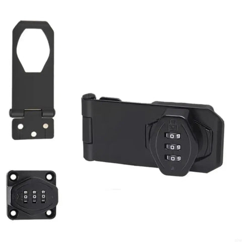 Gate Locks Twist Hasp Latches Without Combination Lock in black, showing the latch and mounting components, 3 inches.