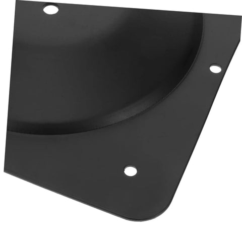 Top Shelf Heavy Duty Cast Iron Table Leg Brackets For Furniture Upgrade With Five Hole Secure Mount Plate close-up of corner with mounting holes.