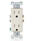 15 Amp Tamper Resistant Duplex Electrical Wall Outlet Light Almond Decora Style Receptacle with Shuttered Safety Mechanism
