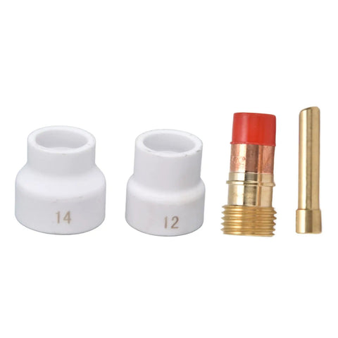 Gas Lens Welding Torch Consumables Cup Electrode Holder And Connector Set For WP 17 18 26 Four Piece Copper Construction