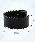 Bulletproof Heavy Duty Root Saw Plug Buster For Standard 5/8 To 3/4 Inch Drain Auger Cables measuring 2.65in by 1.30in.