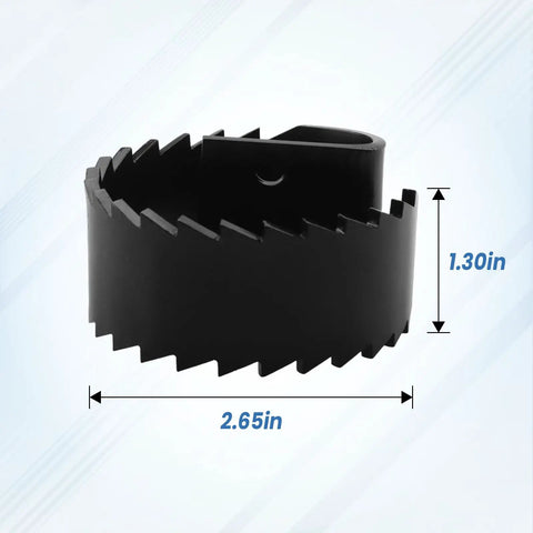 Bulletproof Heavy Duty Root Saw Plug Buster For Standard 5/8 To 3/4 Inch Drain Auger Cables measuring 2.65in by 1.30in.